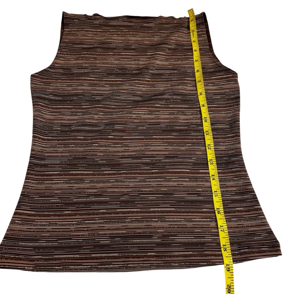 Vol. 1 Brown Metallic Stripe Tank Top Size Large Small Metallic Stripes Vintage - Picture 5 of 7